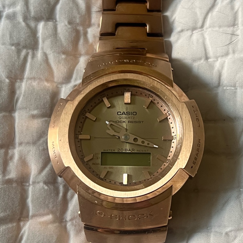 Casio Rose Gold Tone Analog-Digital G-Shock Metal Watch